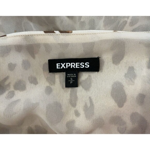 Express Small Tan Brown Leopard Ruffle Top - Picture 6 of 7